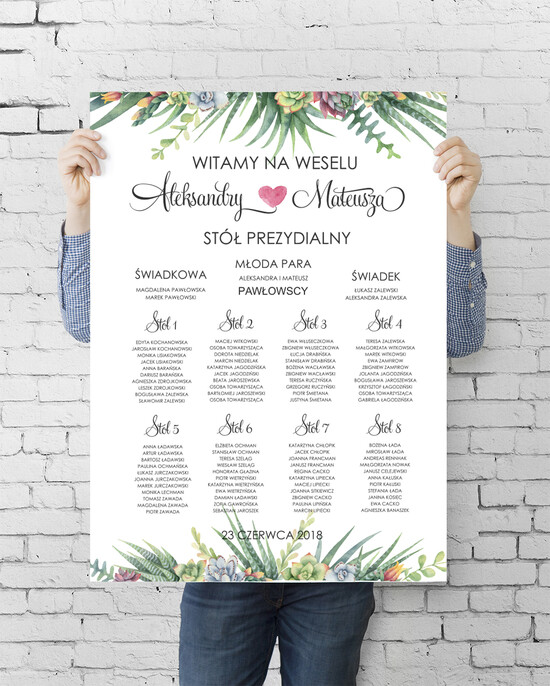 Plany stołów plan stołu plakat  plan stołów na wesele tablica z rozmieszczeniem gości 08/VbotF/PL