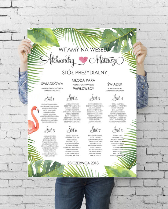 Plany stołów plan stołu plakat  powitanie gości na sali ślubnej i plan stołów 10/VbotF/PL