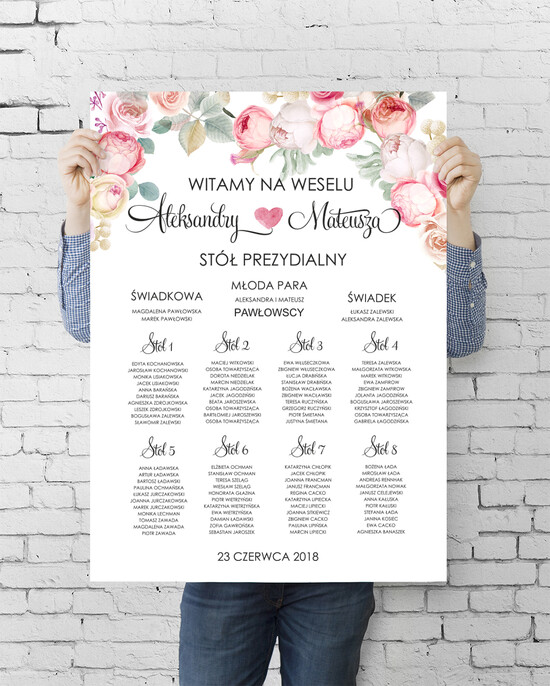 Plany stołów plan stołu plakat  plansza ślubna plan stołów weselnych 21/kolb/PLE