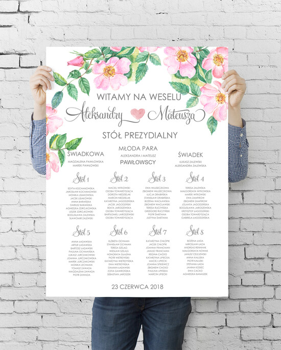 Plany stołów plan stołu plakat  powitanie i usadzenie gości plan stołów weselnych 27/akwECO/PLE
