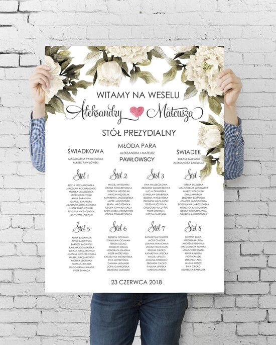Plany stołów plan stołu plakat  plansza weselna plan stołów weselnych 41/bot/PLE