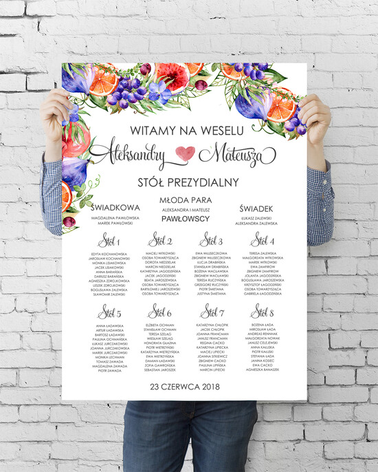 Plany stołów plan stołu plakat  planer ślubny plan usadzenia gości na weselu 47/cc/PLE