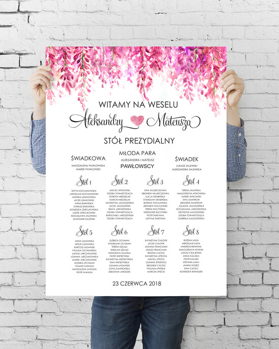 Plany stołów plan stołu plakat  plansza ślubna plan stołów weselnych 46/cc/PLE