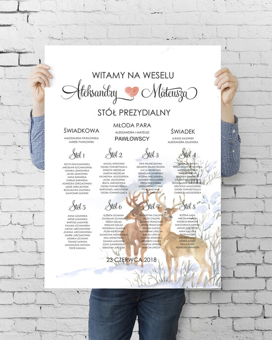 Plany stołów plan stołu plakat  tablica z rozmieszczeniem gości plan stołów weselnych 61/ccP/PLE