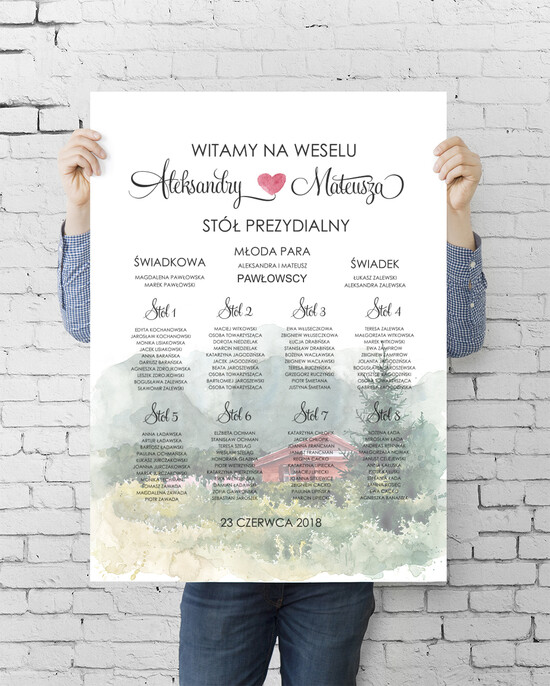 Plany stołów plan stołu plakat  tablica informacyjna dla gości weselnych 64/ccP/PLE