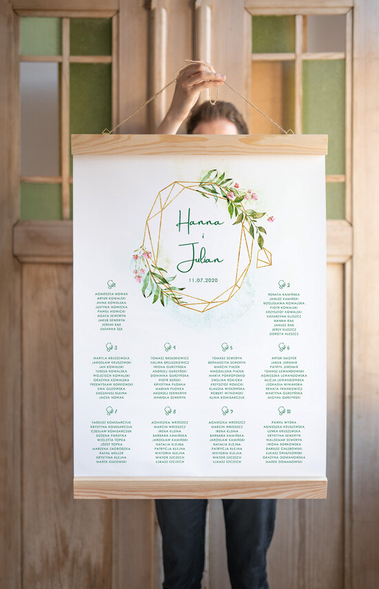 Plany stołów plan stołu plakat  planer ślubny plan usadzenia gości na weselu 01/VbotF/PLd