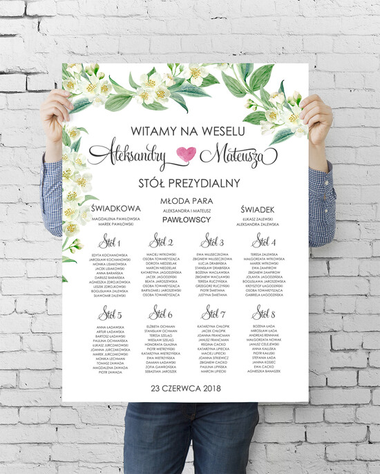 Plany stołów plan stołu plakat  tablica z planem stołów na wesele plan stołów weselnych 88/cc/PLE