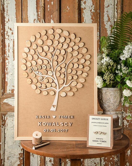 Księgi wpisów gości Rama rustykalna księga gości weselnych do wpisów drzewko  rama alternatywna pamiątka ślubna  07/PLP/rama