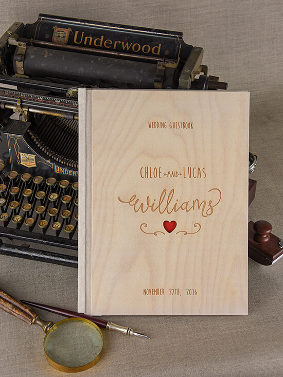 Księgi wpisów gości Drewniane  ksiega gosci na zdjecia z polaroida i wpisy gosci weselnych, drewniana okładka wasze imiona 06/NWDcc/kwg