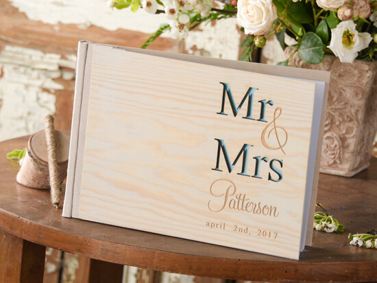 Księgi wpisów gości Drewniane  księga gości do wklejania zdjęć i wpisów gości weselnych, rustykalna drewniana okładka 18/NWD/kwg