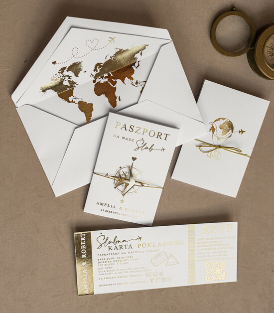 Zestawy Próbkowe próbki zaproszeń próbka Zaproszenia Ślubne Paszport  01/passKzl/prP
