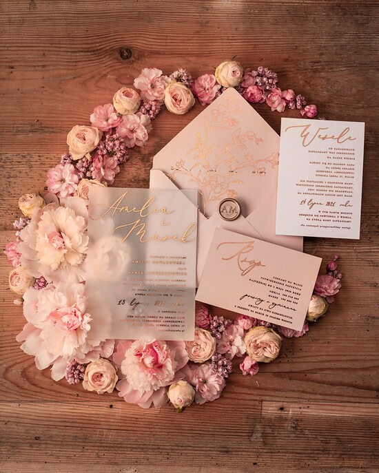 Zestawy Próbkowe próbki zaproszeń zaproszenia ślubne próbki zestaw złote litery 1/kalkas/pr