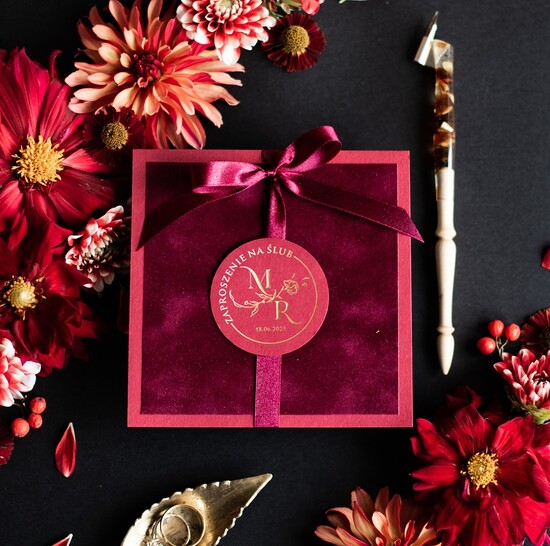 Zestawy Próbkowe próbki zaproszeń welurowa próbka zaproszeń ślubnych  03/vellam/pr