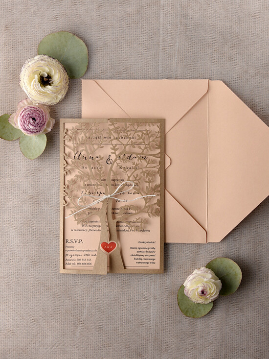 Zaproszenia ślubne Rustykalne i Natura Eko  zaproszenia ślubne Drzewo - Rustykalne Drzewko wycinane laserowo Zaproszenia na ślub drzewko i  02/LbirdsT/z