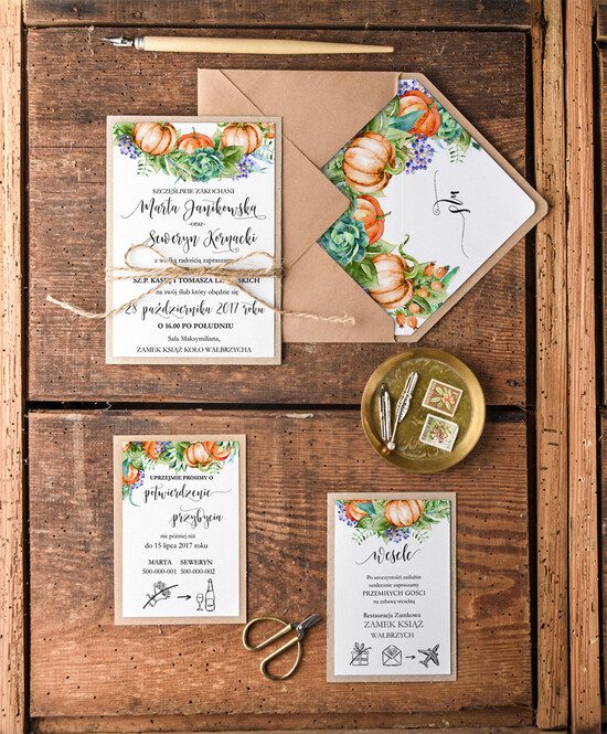 Zaproszenia ślubne Rustykalne i Natura wyjątkowe zaproszenia ślubne rustykalne z motywem roślinnym 54/cc/z