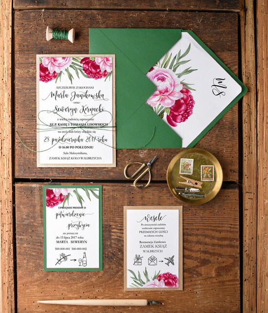 Zaproszenia ślubne Rustykalne i Natura modne zaproszenia weselne, rustykalne na plenerowy ślub 81/cc/z