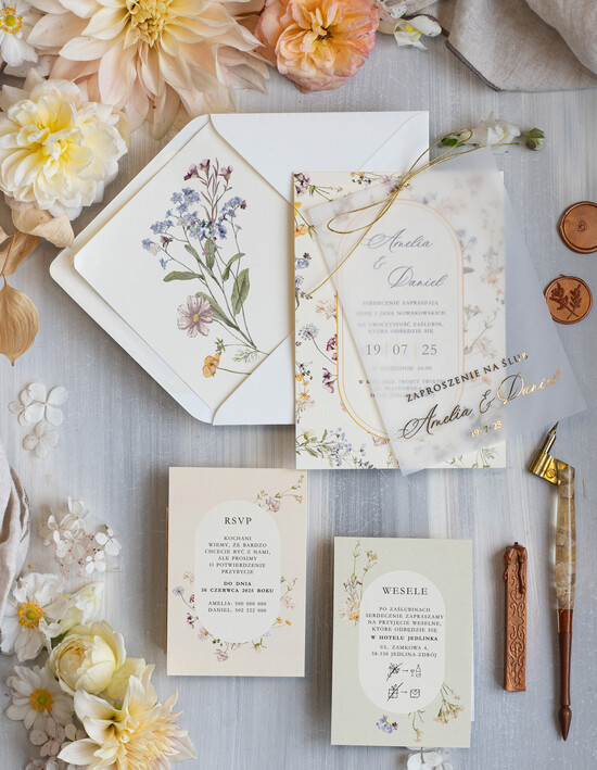 Zaproszenia ślubne Rustykalne i Natura zaproszenia ślubne z delikatną grafiką, zaproszenia na ślub w stylu rustykalnym, zaproszenie ślubne  01/NKal/z25