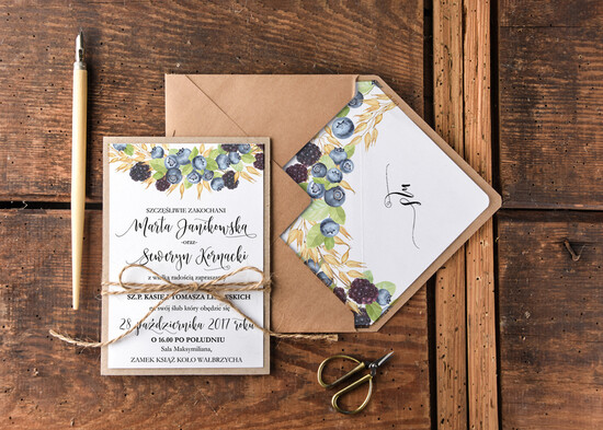 Zaproszenia ślubne Rustykalne i Natura zaproszenia ślubne w rustykalnym stylu inspirowane naturą 85/cc/z