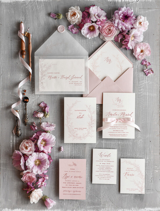 Zaproszenia ślubne Rustykalne i Natura minimalistyczne zaproszenia ślubne proste Zaproszenia na Ślub Przeźroczysta Koperta 02/CBw/z