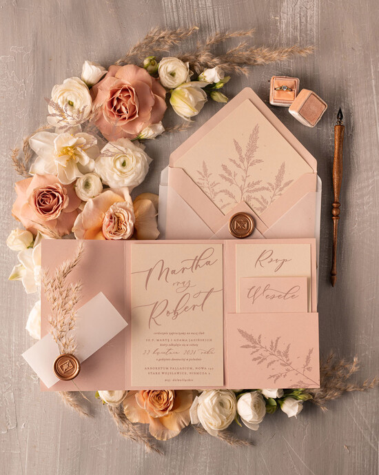 Zaproszenia ślubne Rustykalne i Natura zaproszenia ślubne z naturalną trawą pampasową 01/foldpampas/z