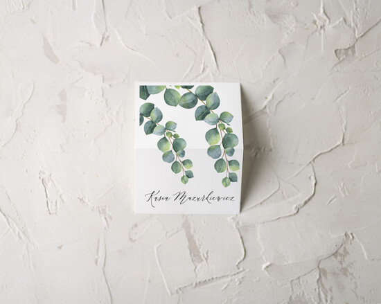 Winietki rustykalne eleganckie winietki na stół weselny wizytówki ślubne rustykalne  z eukaliptusem 04/NWK/w