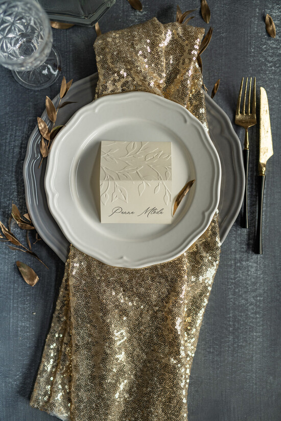 Winietki rustykalne tłoczone eleganckie winietki ślubne wizytówki nazwiska gości weselnych  1/włn/w