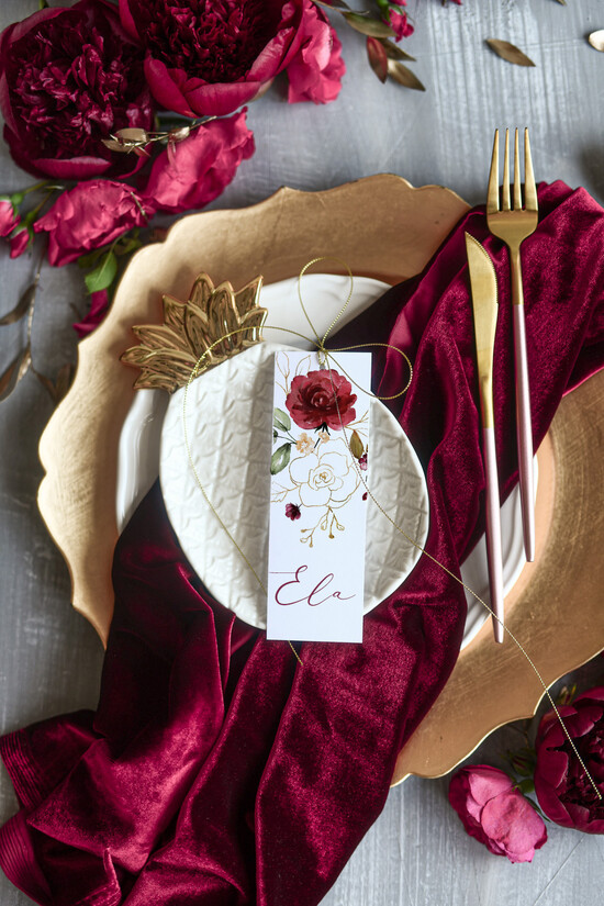 Winietki rustykalne eleganckie winietki na stół weselny wizytówki ślubne, rustykalne ekologiczne 02/foldcb/w