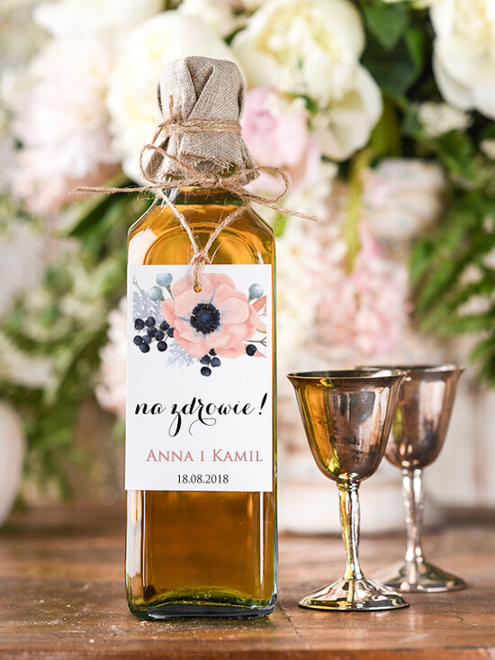 Zawieszki na butelki rustykalne etykieta na alkohol weselny, ekologiczne i rustykalne 09/rstECO/zw