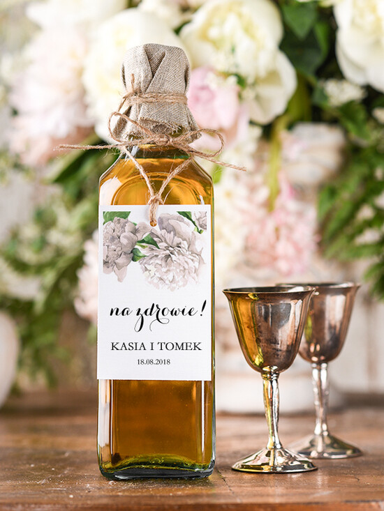 Zawieszki na butelki rustykalne etykieta na wódkę weselną, rustyklane dużo treści do wyboru 13/rstECO/zw