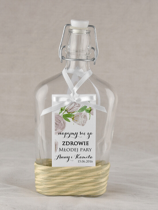 Zawieszki na butelki rustykalne ślubne zawieszki na alkohol, rustyklane dużo treści do wyboru 25/rstPOz/zw