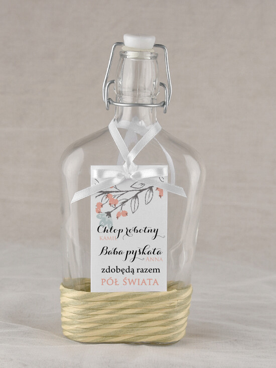 Zawieszki na butelki rustykalne zawieszka na alkohol weselny, rustykalne treści do wyboru 37/rstPOz/zw