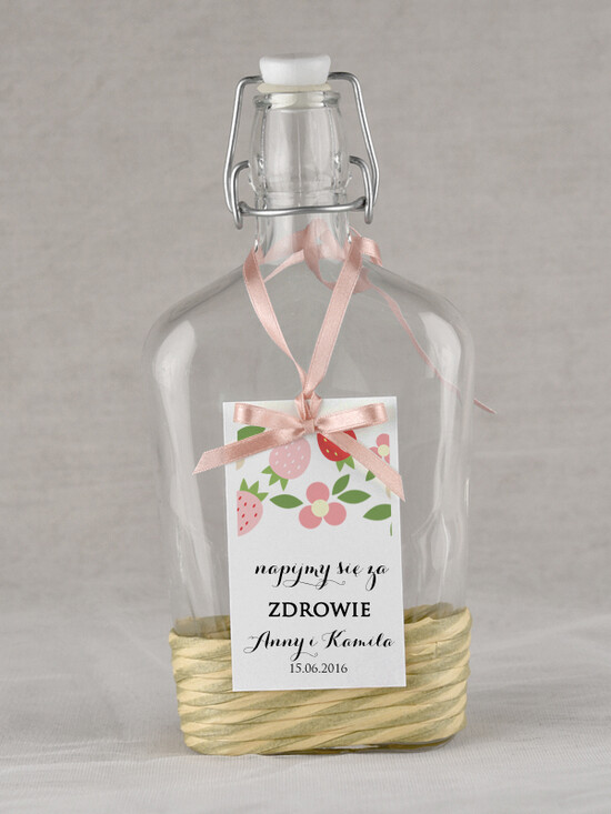 Zawieszki na butelki rustykalne etykiety na wódkę weselną, rustkalne z dowolną treścią 38/rstPOz/zw