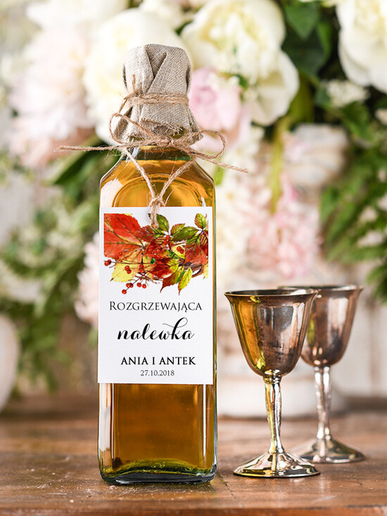 Zawieszki na butelki rustykalne etykiety na wódkę weselną, idealne na wesele w stodole 08/rstKSZ/zw
