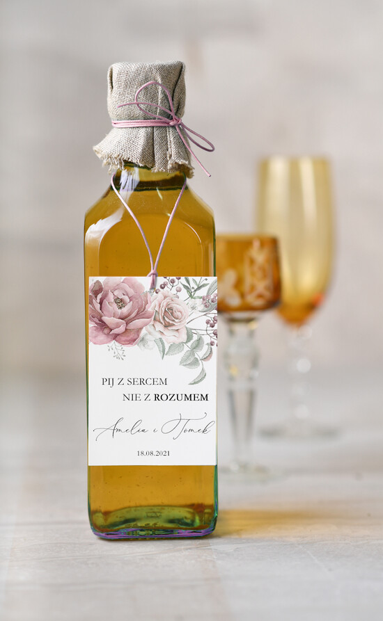 Zawieszki na butelki rustykalne ślubne zawieszki na alkohole, rustkalne z dowolną treścią 17/CBw/zw