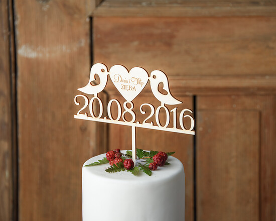 Figurki na tort / cake topper statuetki drewniane ozdoby na tort ślubny    18/rsstn/ST