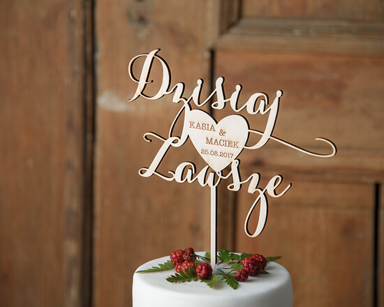 Figurki na tort / cake topper statuetki drewniane ozdoby na tort weselny    40/rsstn/ST