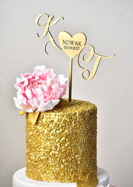 Figurki na tort / cake topper statuetki złote dekoracje tortu weselnego    11/GL/ST