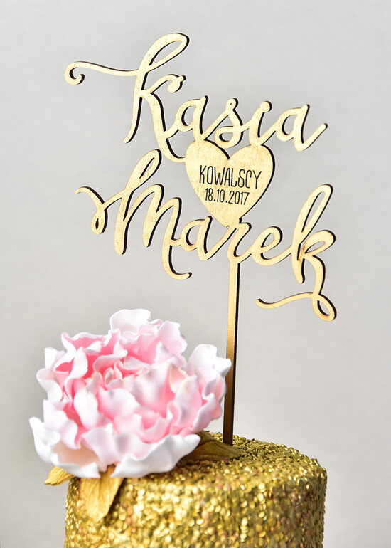 Figurki na tort / cake topper statuetki złote napisy na tort ślubny    13/GL/ST