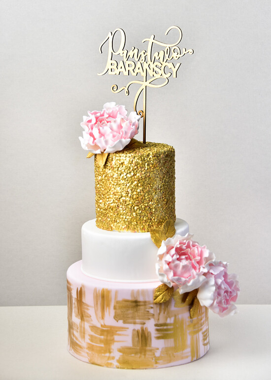 Figurki na tort / cake topper statuetki złote statuetki na tort weselny    14/GL/ST