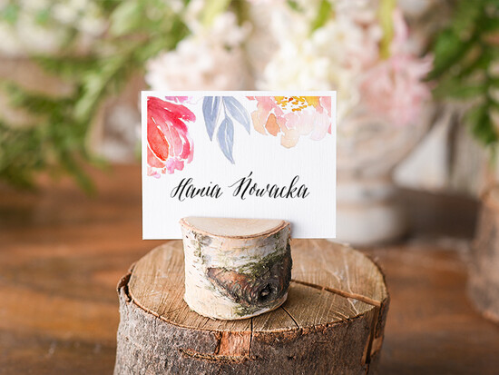 Winietki Boho/etno/pióra ozdobne winietki na ślub wizytówki dla gości weselnych 001/BHszR/wDR