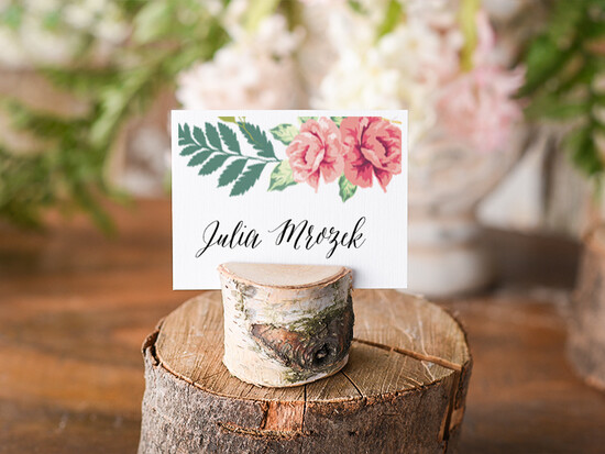 Winietki Boho/etno/pióra eleganckie winietki na stół weselny wizytówki ślubne 004/BHszR/wDR