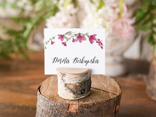 Winietki Boho/etno/pióra ozdobne winietki na ślub wizytówki dla gości weselnych 01/TF/wDR