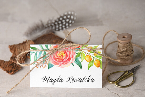 Winietki Boho/etno/pióra karteczki ślubne winietki weselne 002/glBH/w