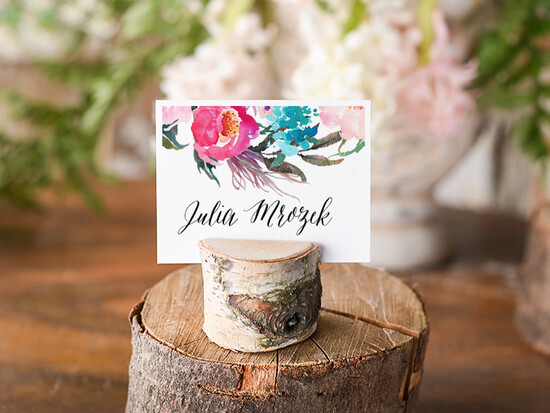 Winietki Boho/etno/pióra winietki ślubne wizytówki dla gości weselnych 03/BHszR/wDR