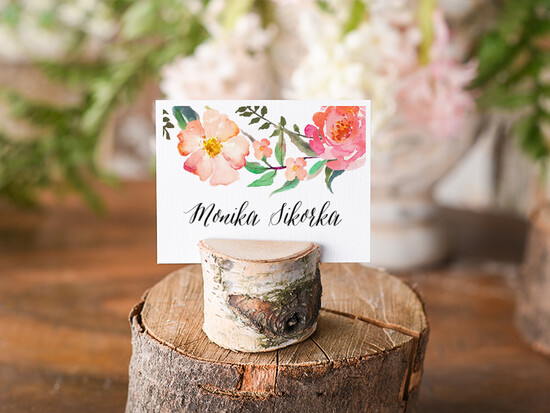 Winietki Boho/etno/pióra eleganckie winietki na stół weselny wizytówki ślubne 05/bhSZ/wDR