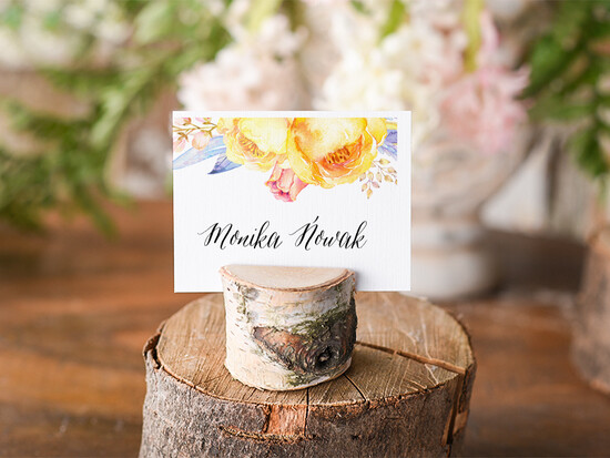 Winietki Boho/etno/pióra ozdobne winietki na ślub wizytówki dla gości weselnych 05/glBH/wDR