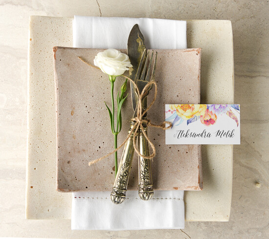 Winietki Boho/etno/pióra karteczki ślubne winietki weselne 05/glBH/wP