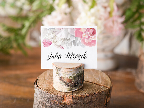 Winietki Boho/etno/pióra usadzenie gości na weselu winietki 06/glBH/wDR