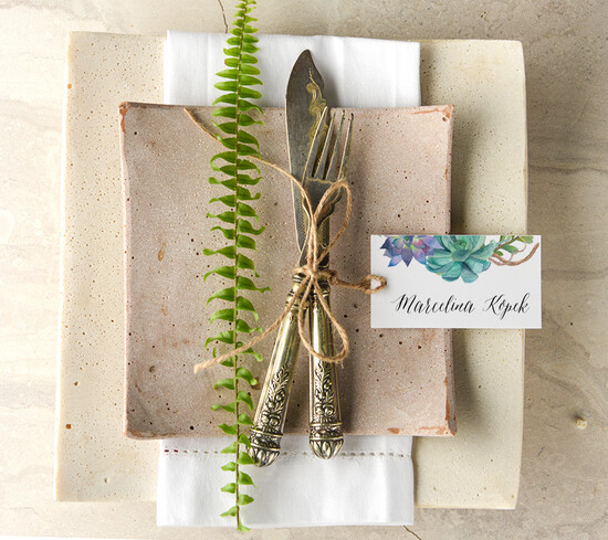 Winietki Boho/etno/pióra ślubne winietki na stół weselny 06/CC/wP