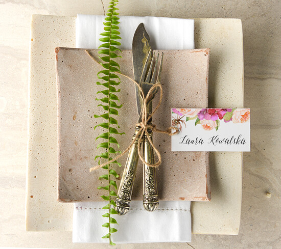 Winietki Boho/etno/pióra ślubne winietki na stół weselny 07/BHszR/wP